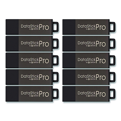Centon DataStick Pro USB 2.0 Type A Flash Drive, 32 GB, Gray, 10/Pack (106619)