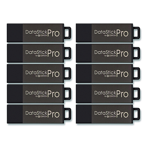 Centon DataStick Pro USB 2.0 Type A Flash Drive, 16 GB, Gray, 10/Pack (106622)