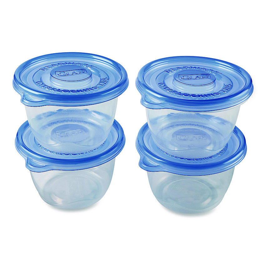 Glad To Go Lunch Containers, 2 Compartments, 32 oz, Plastic, 4/Pack (134347)
