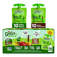 GoGo Squeez Fruit on the Go, (10) Apple/(10) Apple Cinnamon, 3.2 oz Pouch, 20/Box (24331019)