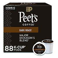 Peet's Coffee & Tea Major Dickason's Blend K-Cups, 0.44 oz, 88/Carton (65470)