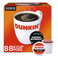 Dunkin Donuts Midnight Coffee K-Cups, 0.35 oz, 22/Box, 4 Boxes/Carton (400849)