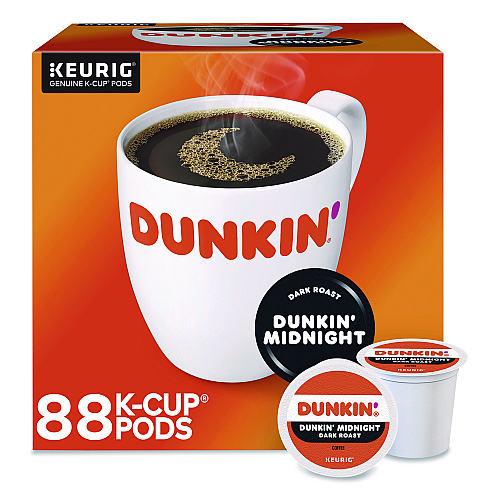 Dunkin Donuts Midnight Coffee K-Cups, 0.35 oz, 22/Box, 4 Boxes/Carton (400849)