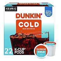 Dunkin Donuts Cold Iced Coffee K-Cups, Regular, 0.44 oz, 22/Box (5000369251)