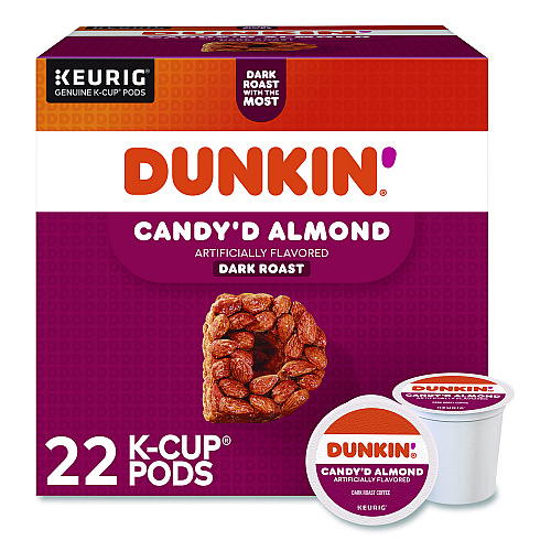 Dunkin Donuts Candy'd Almond Coffee K-Cups, 0.35 oz, 22/Box (5000375651)