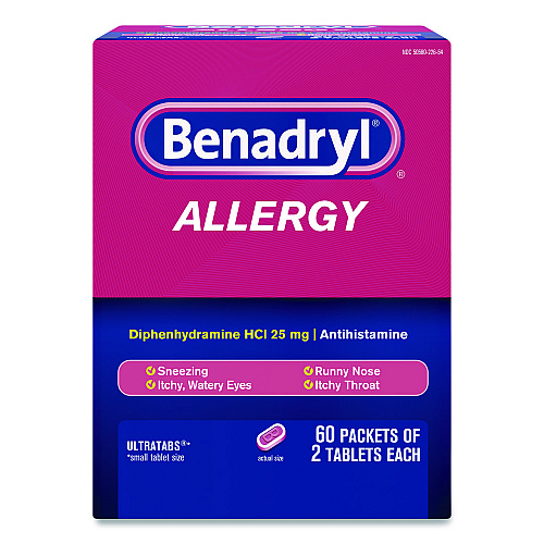 Benadryl Allergy Ultratabs Tablets, Two-Pack, 60 Packs/Box (17060)