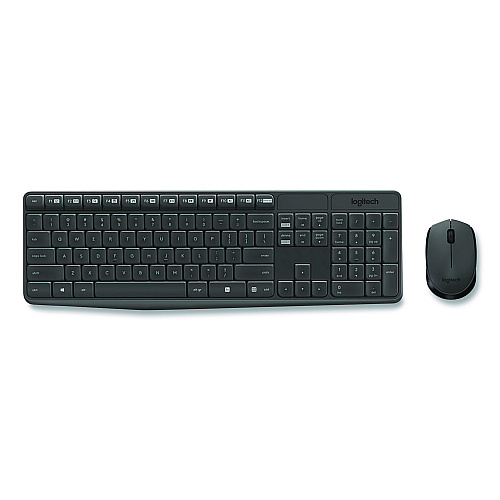 Logitech MK235 Wireless Keyboard and Optical Mouse Combo, 2.4 GHz Frequency, 33 ft Wireless Range, Black (2622126)