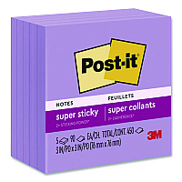 Post-it Super Sticky Notes, 3 x 3, Mulberry, 90 Sheets/Pad, 5 Pads/Pack (6545SSCG)