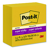 Post-it Super Sticky Note Pads in Playful Primary Colors, 3 x 3, Sunnyside, 90 Sheets/Pad, 5 Pads/Pack (6545SSY)