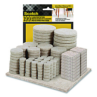Scotch Felt Pad Protectors, Assorted Sizes and Shapes, Beige, 199/Pack (FP845199NA)