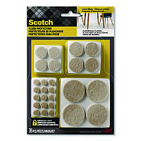Scotch Felt Pad Protectors, Assorted Round, Beige, 78/Pack (SP855NA)