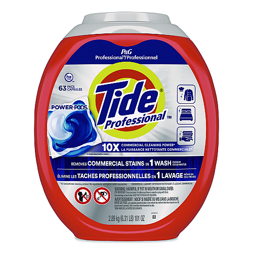 Tide Commercial Power PODS Laundry Detergent, 63 Liquid Pods, 101 oz Tub (14053)