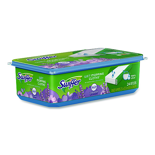 Swiffer Sweeper TRAP + LOCK Wet Mop Cloth, 8 x 10, White, Lavender Scent, 24/Pack (15846)