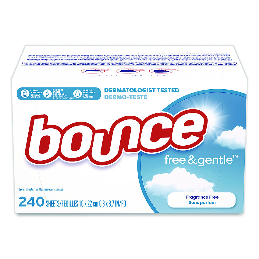 Bounce free and gentle Dryer Sheets, Fragrance-Free, 240/Box (24684BX)