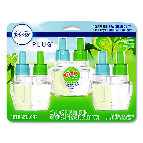 Febreze PLUG Air Freshener Refills, Gain Original, 0.87 oz, 3/Pack (54341EA)