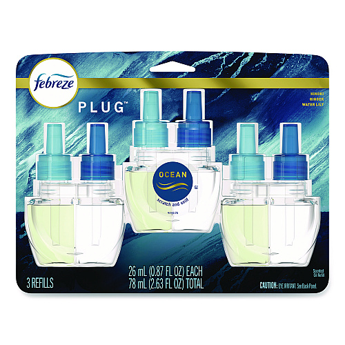Febreze PLUG Air Freshener Refills, Ocean, 0.87 oz, 3/Pack (71932)