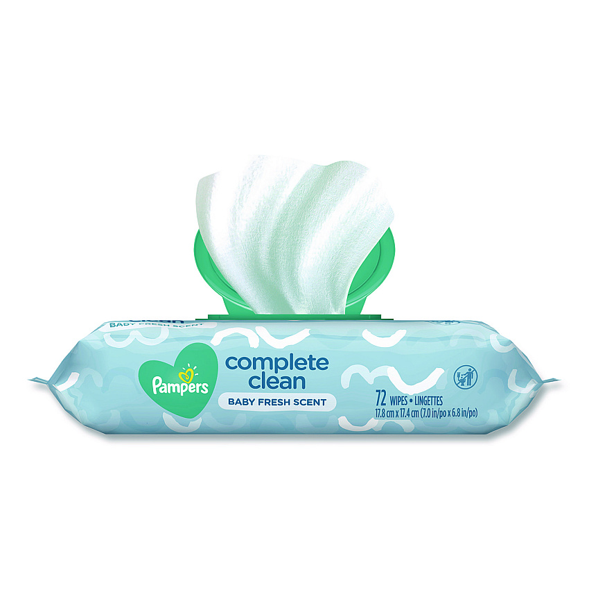 Pampers Complete Clean Baby Wipes, 1-Ply, 6.8 x 7, Baby Fresh, White, 72/Pack (75536EA)