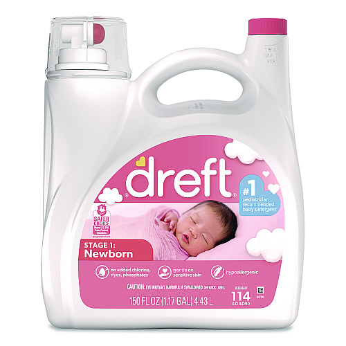 Dreft Ultra Laundry Detergent, Stage 1: Newborn, 150 oz Bottle with Dispensing Top (121283241)