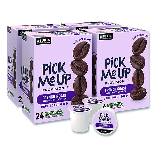 Pick Me Up Provisions French Roast Coffee K-Cups, 24/Box, 4 Boxes/Carton (52966CT)