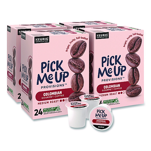 Pick Me Up Provisions Colombian Coffee K-Cups, 24/Box, 96/Carton (52969CT)
