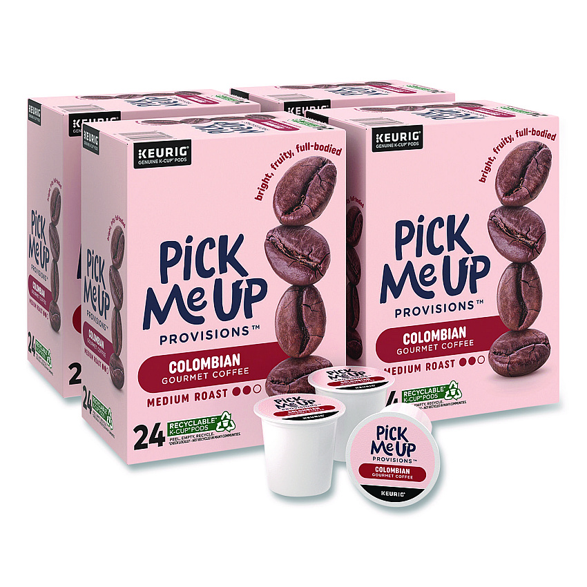 Pick Me Up Provisions Colombian Coffee K-Cups, 24/Box, 96/Carton (52969CT)