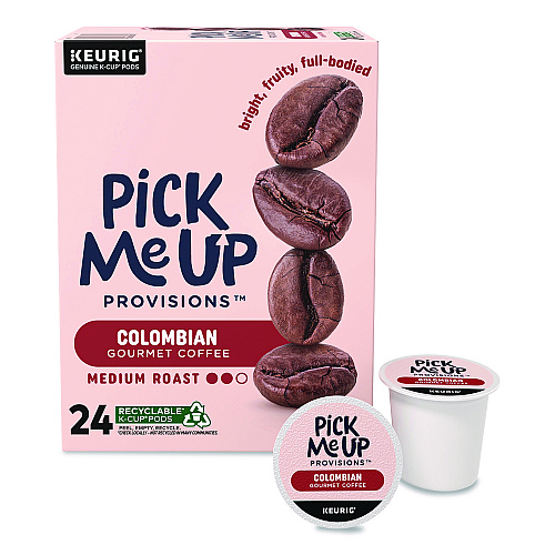 Pick Me Up Provisions Colombian Coffee K-Cups, 24/Box (5000381025)