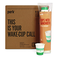 Perk Paper Hot Cups, 10 oz, White/Teal, 500/Carton (PK54366CT)