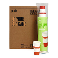 Perk Paper Hot Cups, 16 oz, White/Orange, 500/Carton (PK54368CT)