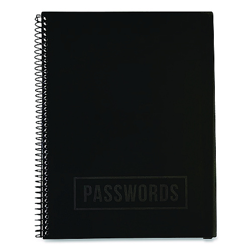 Re-focus the Creative Office Large Password Log Book, User-Name/Password Format, Black Cover, (48) 10 x 7.5 Sheets (LARGEPWBOOKB)