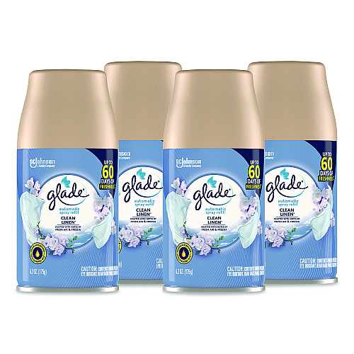 Glade Automatic Air Freshener, Clean Linen, 6.2 oz Can, 4/Pack (333368)