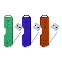 Lexar Twist Turn2 USB 2.0 Flash Drive, 32 GB, Orange/Purple/Teal, 3/Pack (24388082)