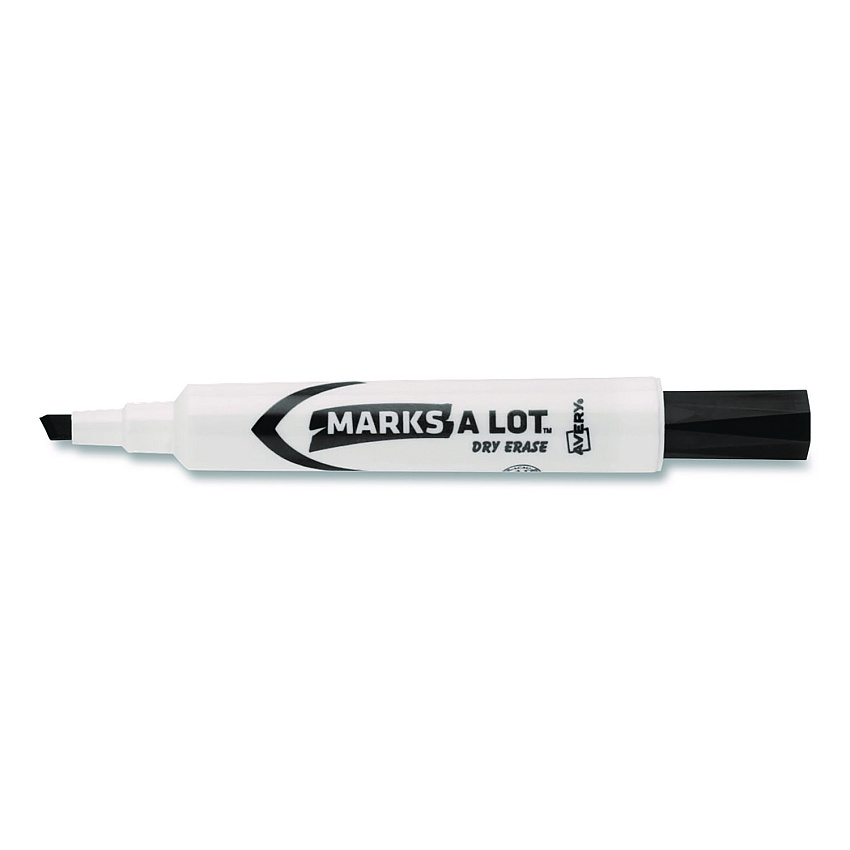Avery MARKS A LOT Desk-Style Dry Erase Markers, Broad Chisel Tip, Black (24408EA)