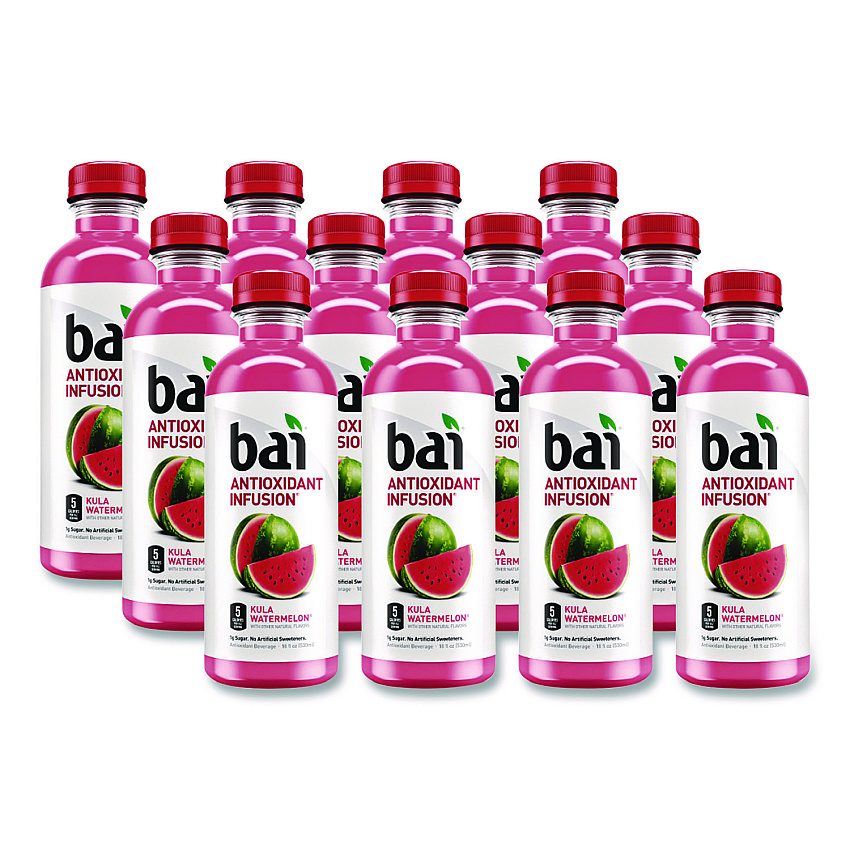 Bai Antioxidant Infused Beverage, Kula Watermelon 18 oz Bottle, 12/Carton (2712517)