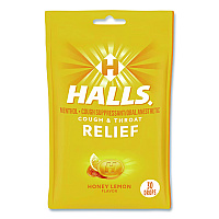 Halls Relief Menthol cough Suppressant - Oral Anesthetic, Honey Lemon, 30/Pack (621835306OWN)