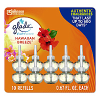Glade Plugin Scented Oil Refill, Hawaiian Breeze, 0.67 oz, 10/Pack (353728)