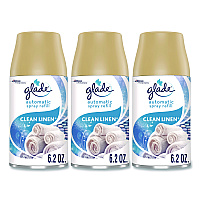 Glade Automatic Air Freshener Refill, Clean Linen, 6.2 oz Can, 3/Pack (375632)
