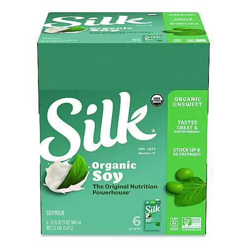 Silk Soymilk, Unsweetened Original, 32 oz, 6/Carton (1706751)