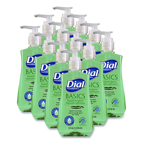 Dial Basics Hypoallergenic Liquid Hand Soap, Floral, 7.5 oz, 12/Carton (06028CT)