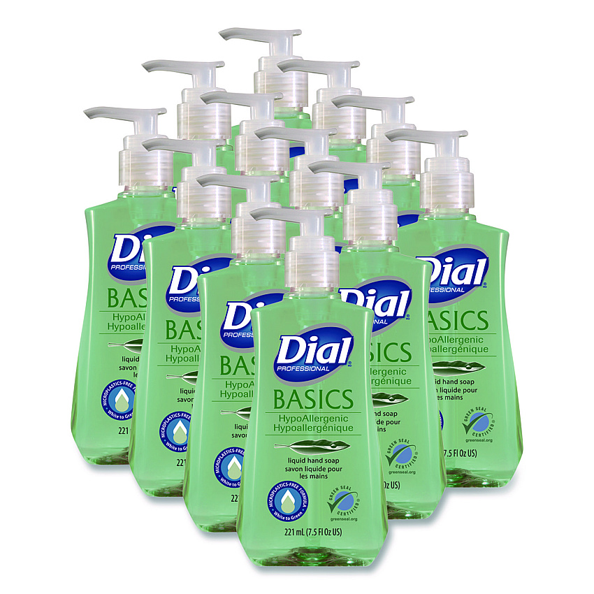 Dial Basics Hypoallergenic Liquid Hand Soap, Floral, 7.5 oz, 12/Carton (06028CT)