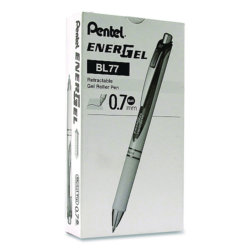 Pentel EnerGel RTX Deluxe Gel Pen, Retractable, Medium 0.7 mm, Black Ink, Pearl/Translucent Pink Barrel, Dozen (BL77PWPADZ)