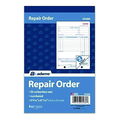 Adams Multipart Repair Order Pad, Two-Part Carbonless, 5.56 x 7.94, 50 Forms Total (D5084)