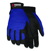 MCR Safety Memphis Gloves Fasguard Clarino Synthetic Leather Palm Multi-Task Gloves, 9" Long, Large, Blue/Black, Pair (900L)