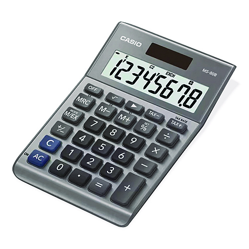 Casio MS80B 8-Digit Battery and Solar Basic Calculator, LCD, Silver (MS80BSR)