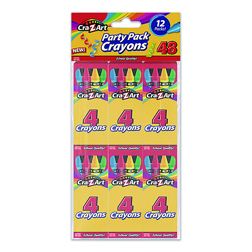 Cra-Z-Art Crayons, Regular Size, 4 Assorted Colors, 4/Box, 12 Boxes/Pack (1021748)
