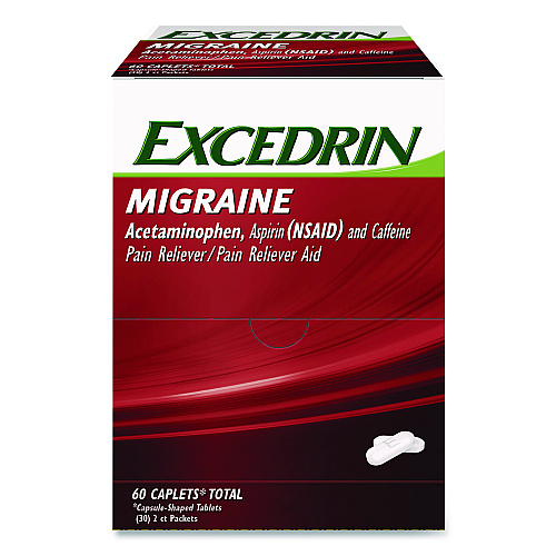 Excedrin Migraine Caplets, 2 Tablets/Packet, 30 Packets/Box (64498)