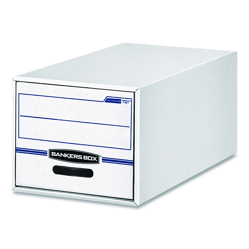 Bankers Box STOR/DRAWER Basic Space-Savings Storage Drawers, Letter Files, 14" x 25.5" x 11.5", White/Blue (00721EA)