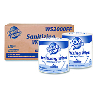 Touch Point Hand Sanitizing Wipes Refill, 5 x 8, Fragrance Free, White, 2,000 Wipes/Roll, 2 Rolls/Carton (WS2000FF)