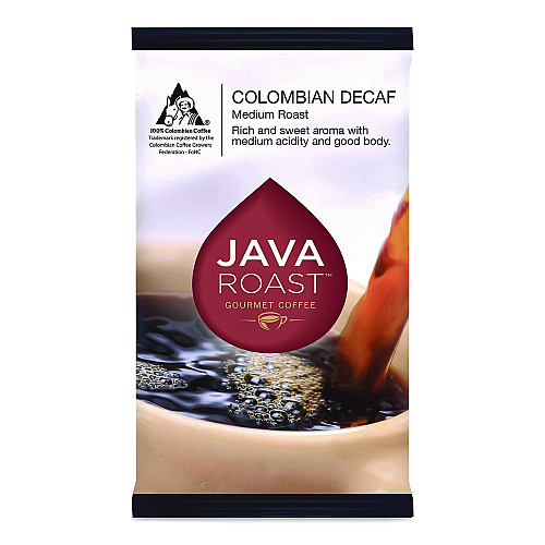 Java Roast Gourmet Coffee Ground Coffee, Columbian Decaf, 1.25 oz Packet, 42/Carton (479699)