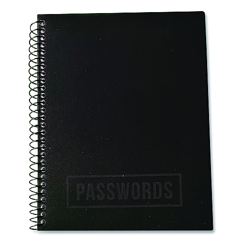 Re-focus the Creative Office Small/Mini Password Log Book, User-Name/Password Format, Black Cover, (60) 7 x 5.5 Sheets (SMBLKPWBOOK)
