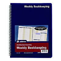 Adams Weekly Bookkeeping Ledger, Columns Vary By Section, Royal Blue Cover, 11 x 8.5 Sheets, 56 Sheets/Book (AFR70)